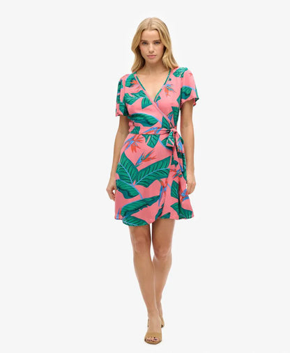 Printed Mini Wrap Dress