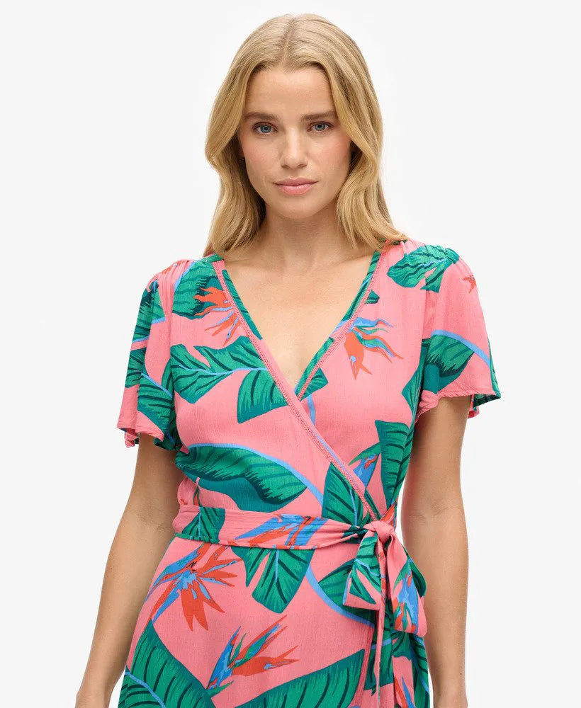 Printed Mini Wrap Dress