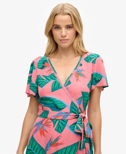 Printed Mini Wrap Dress