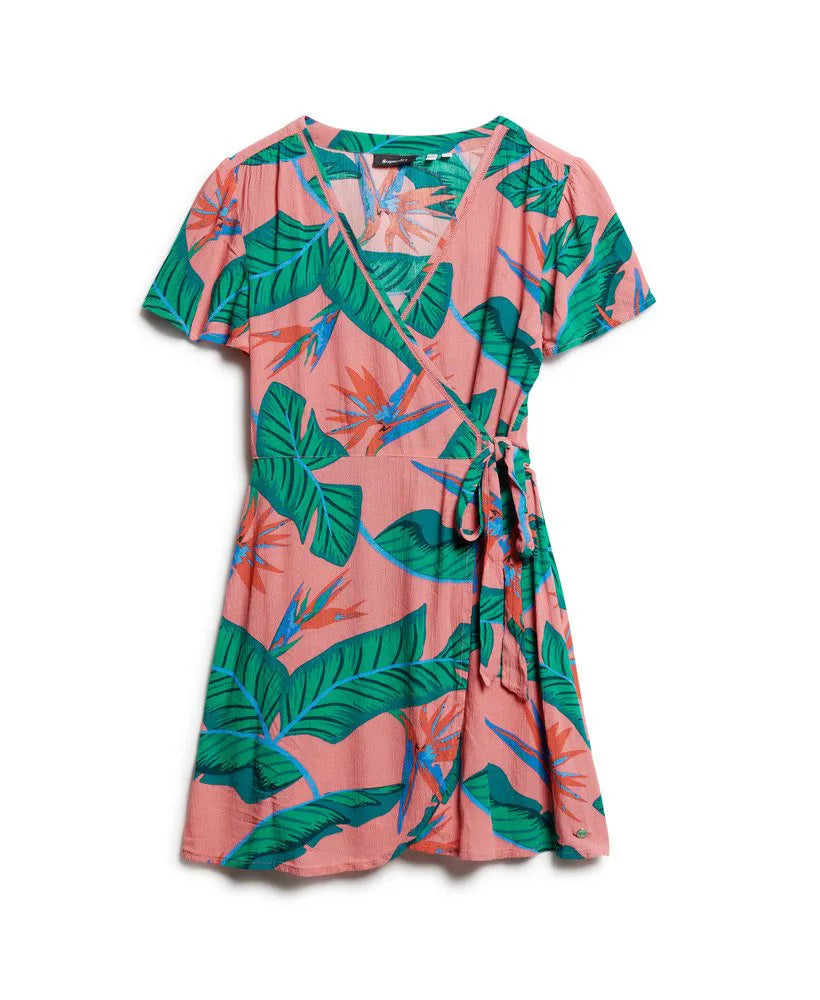 Printed Mini Wrap Dress