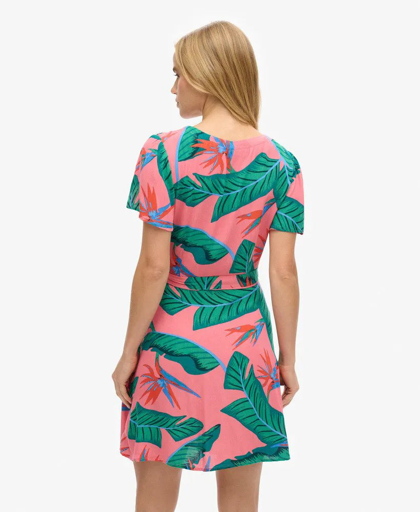 Printed Mini Wrap Dress