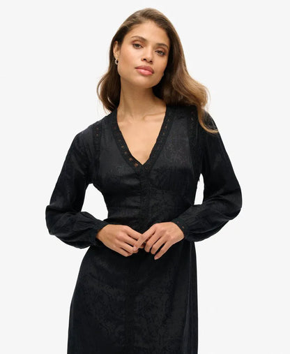 Lace Trim Midi Dress