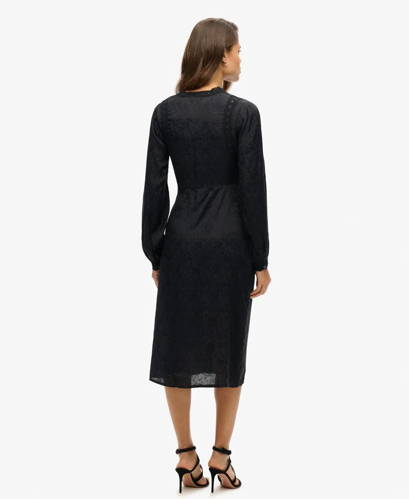 Lace Trim Midi Dress
