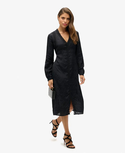 Lace Trim Midi Dress