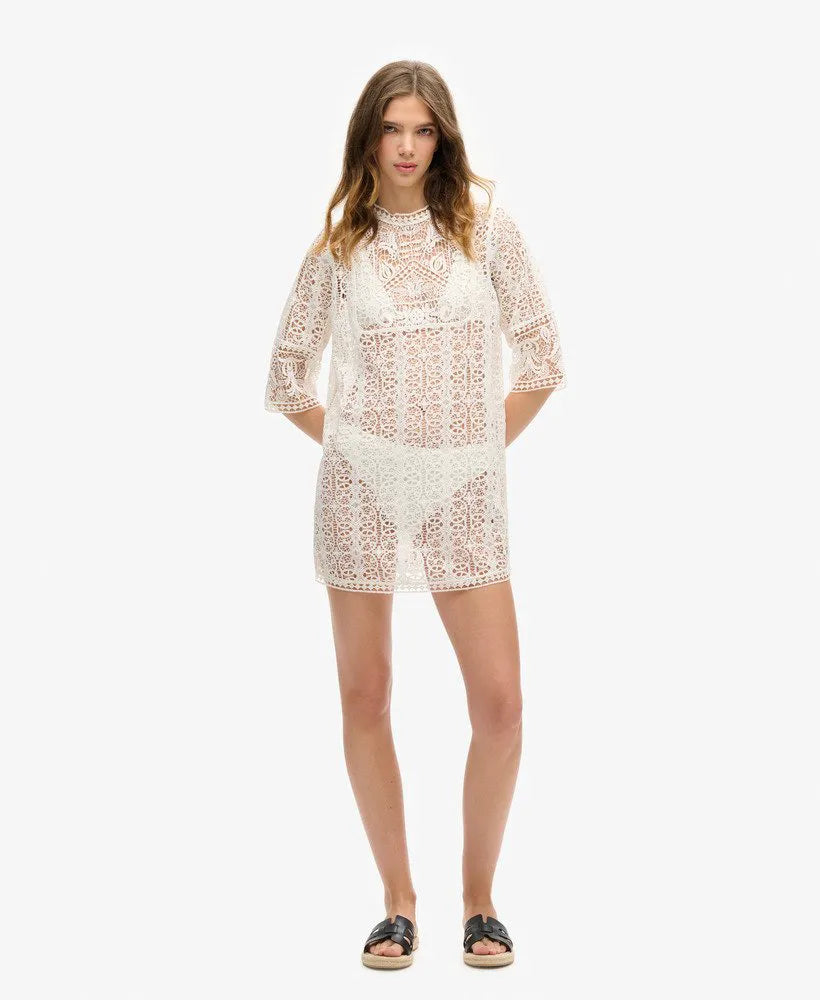 Beach Cover Up Lace Mini Dress