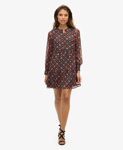 Long Sleeve Tiered Mini Dress