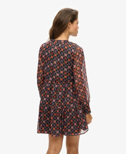 Long Sleeve Tiered Mini Dress