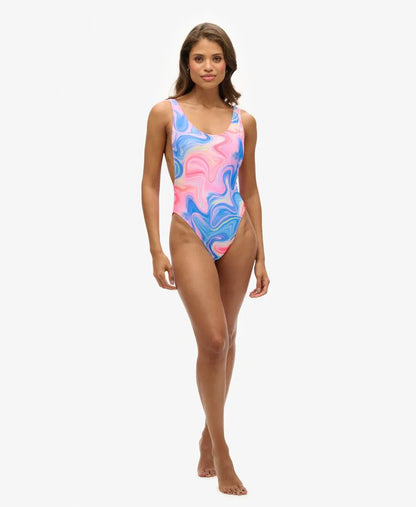 Printed Scoop Back Swimsuit