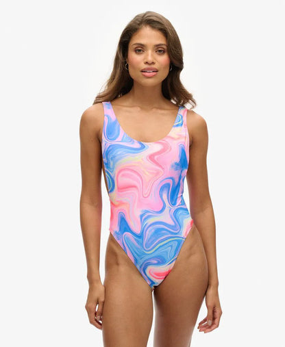 Printed Scoop Back Swimsuit