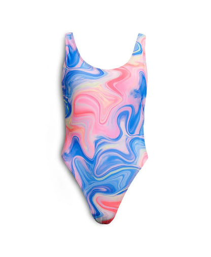 Printed Scoop Back Swimsuit