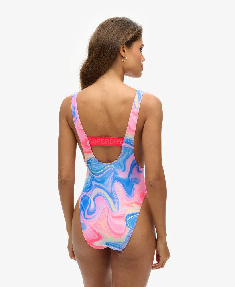 Printed Scoop Back Swimsuit