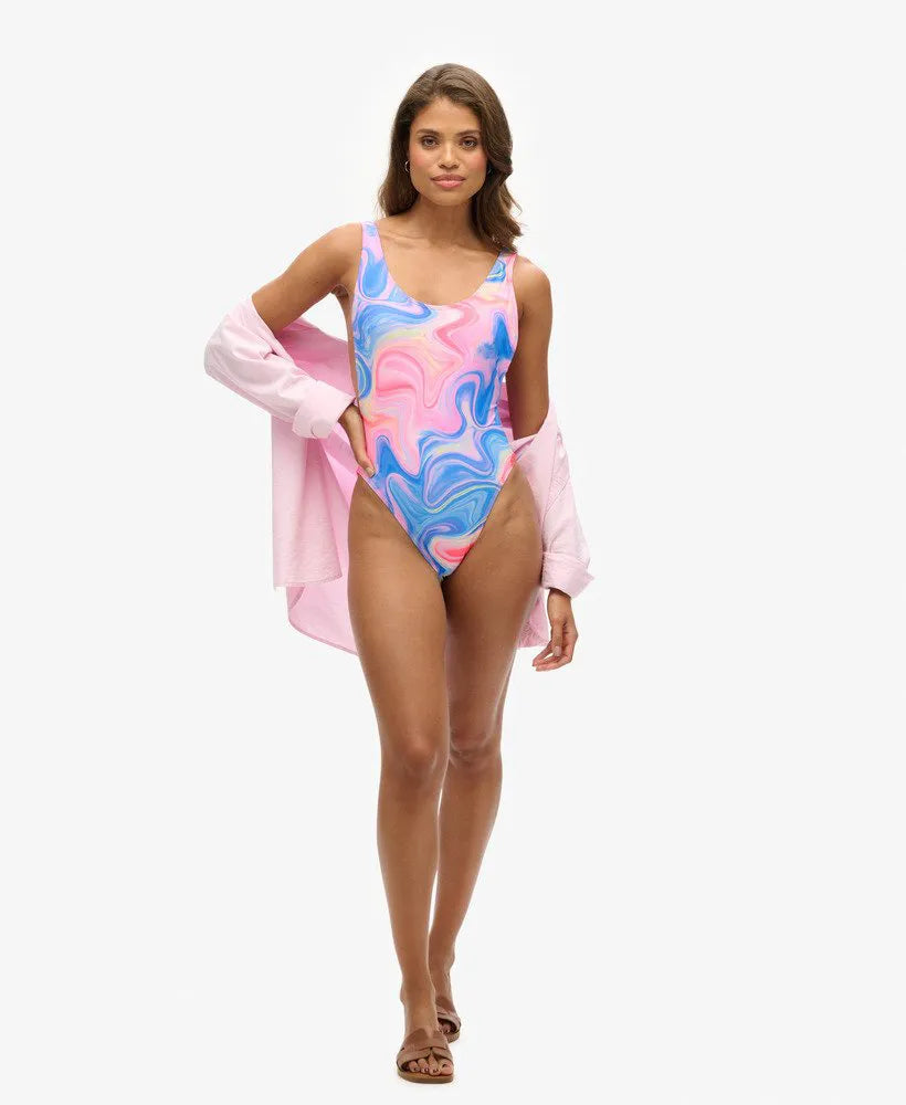 Printed Scoop Back Swimsuit