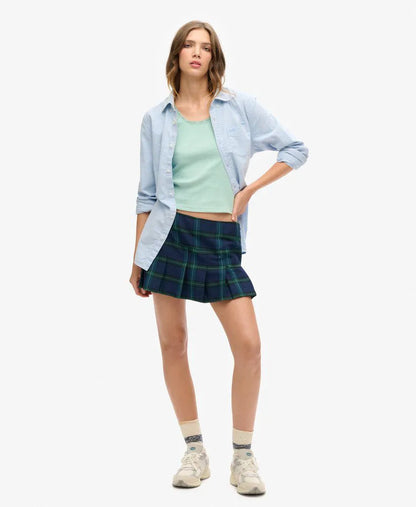 Check Pleat Mini Skirt