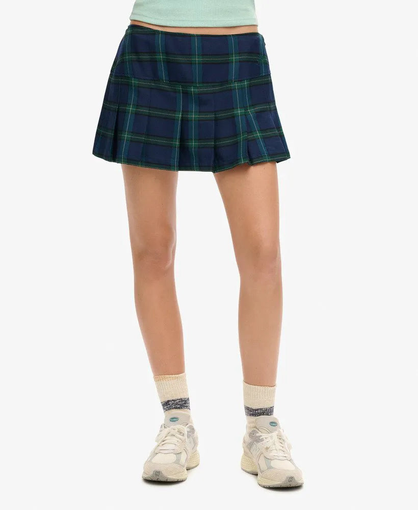 Check Pleat Mini Skirt