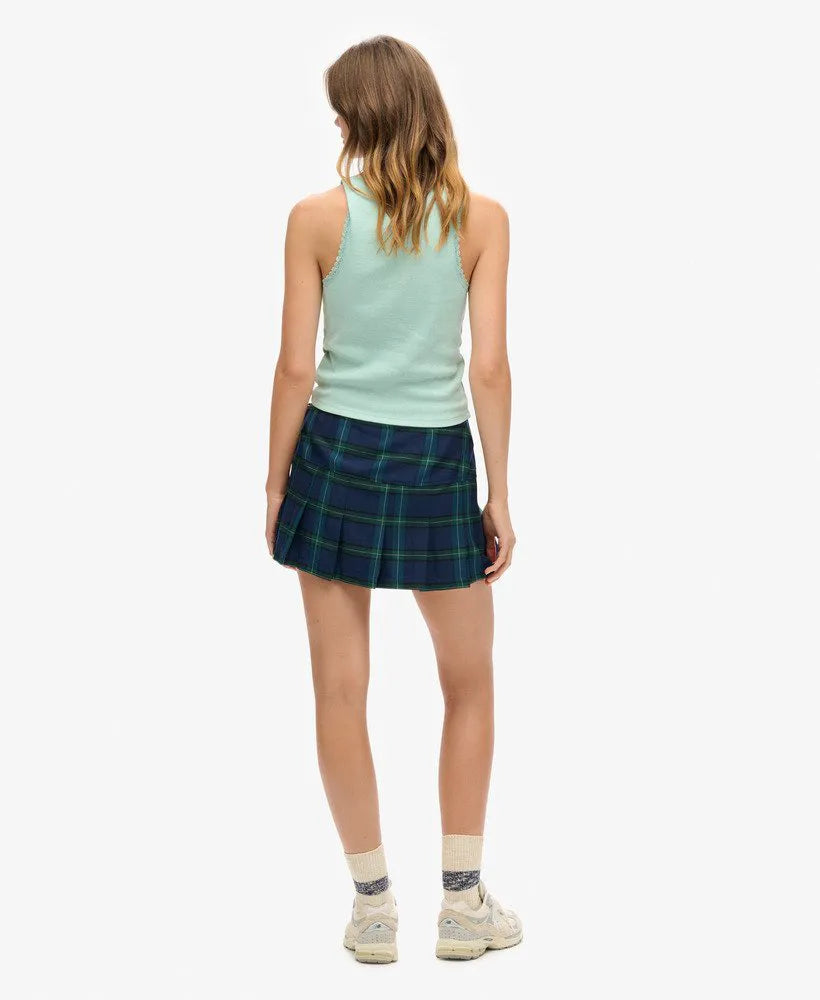 Check Pleat Mini Skirt
