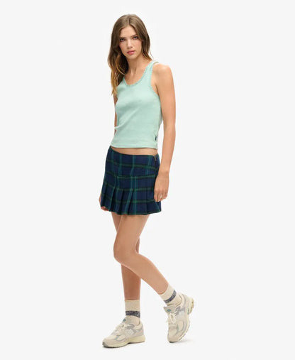 Check Pleat Mini Skirt