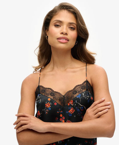 Lace Trim Satin Cami Top