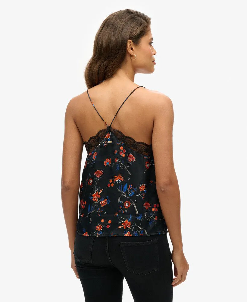 Lace Trim Satin Cami Top