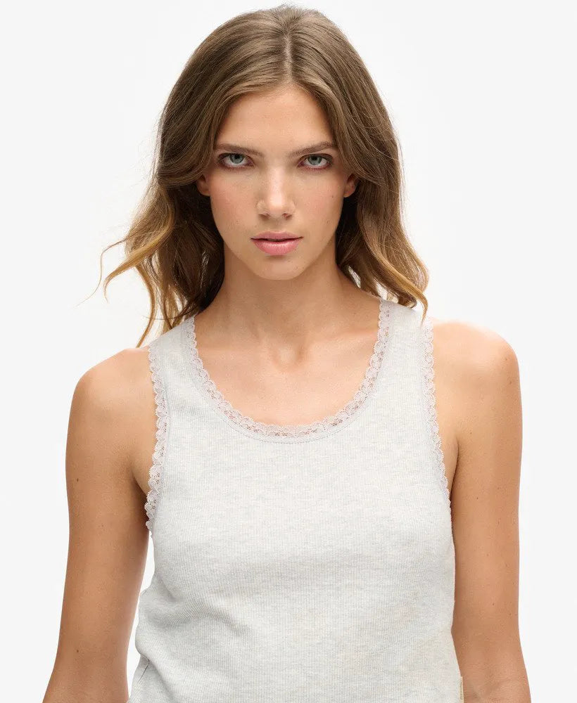 Organic Cotton Vintage Lace Trim Vest