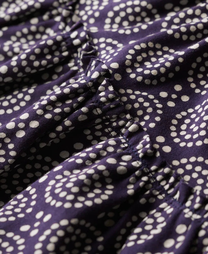 Navy Dot Floral Print