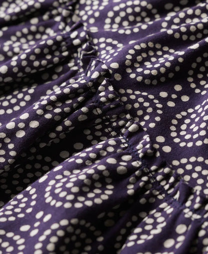 Navy Dot Floral Print