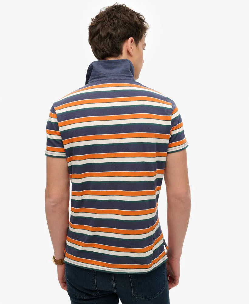 Lightweight Stripe Jersey Polo Top