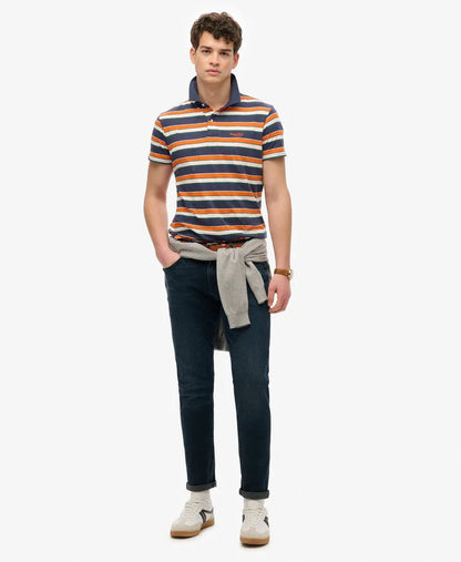 Lightweight Stripe Jersey Polo Top