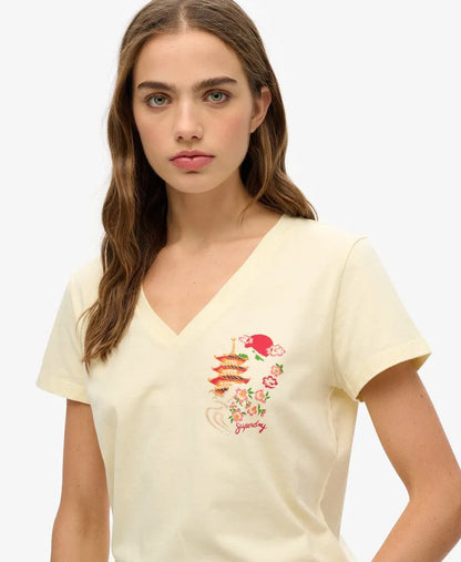 Suika Metallic Relaxed V-Neck T-Shirt