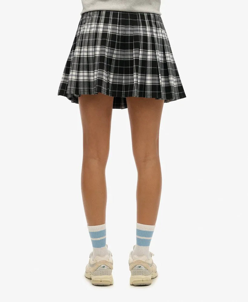 Check Pleated Mini Skirt