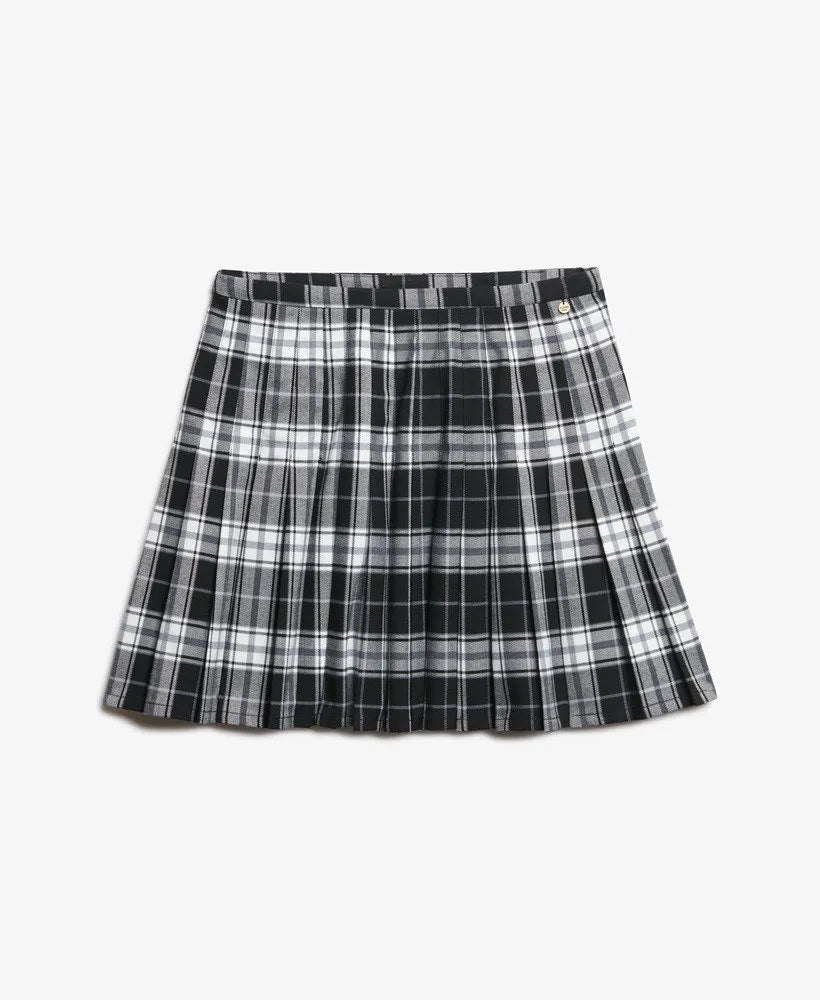 Check Pleated Mini Skirt
