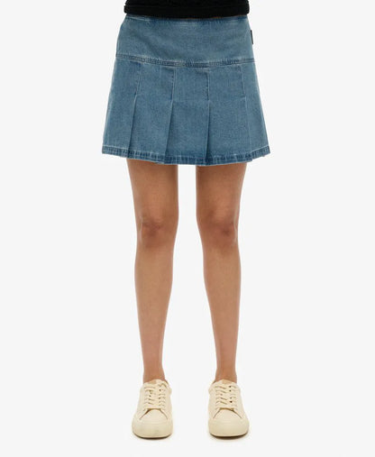Pleated Patched Mini Skirt