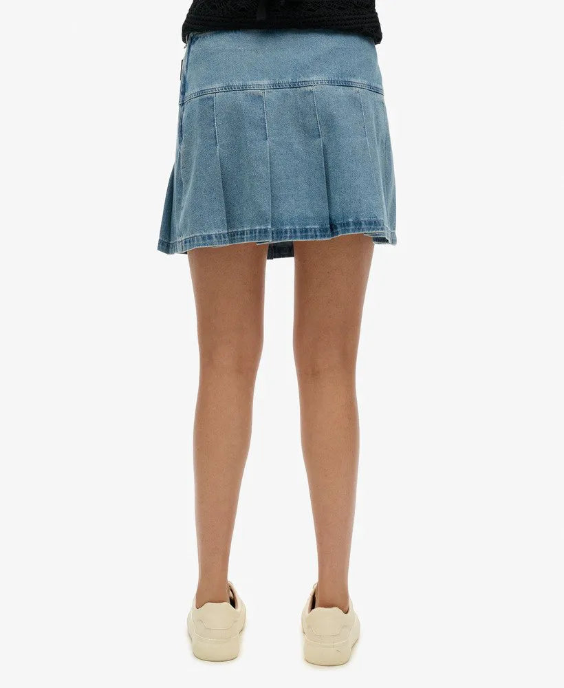 Pleated Patched Mini Skirt