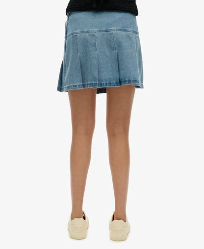 Pleated Patched Mini Skirt