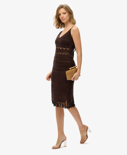Crochet Tassel Midi Dress