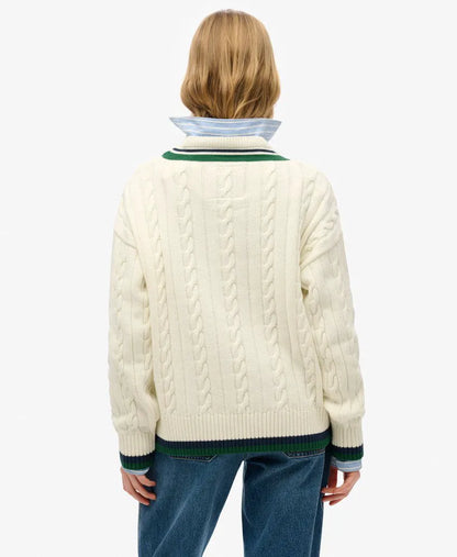 Oversized V-Neck Cricket Knit Jumper
