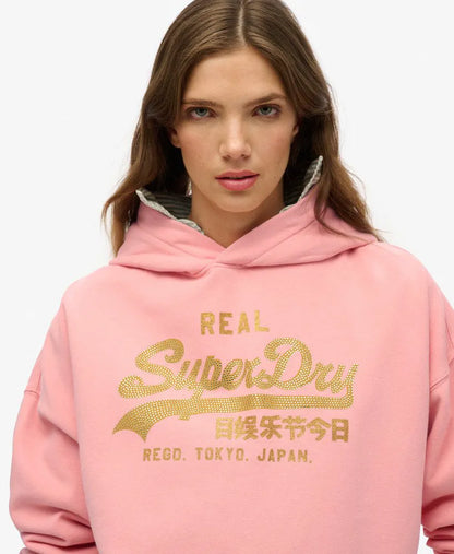 Vintage Logo Rhinestone Hoodie