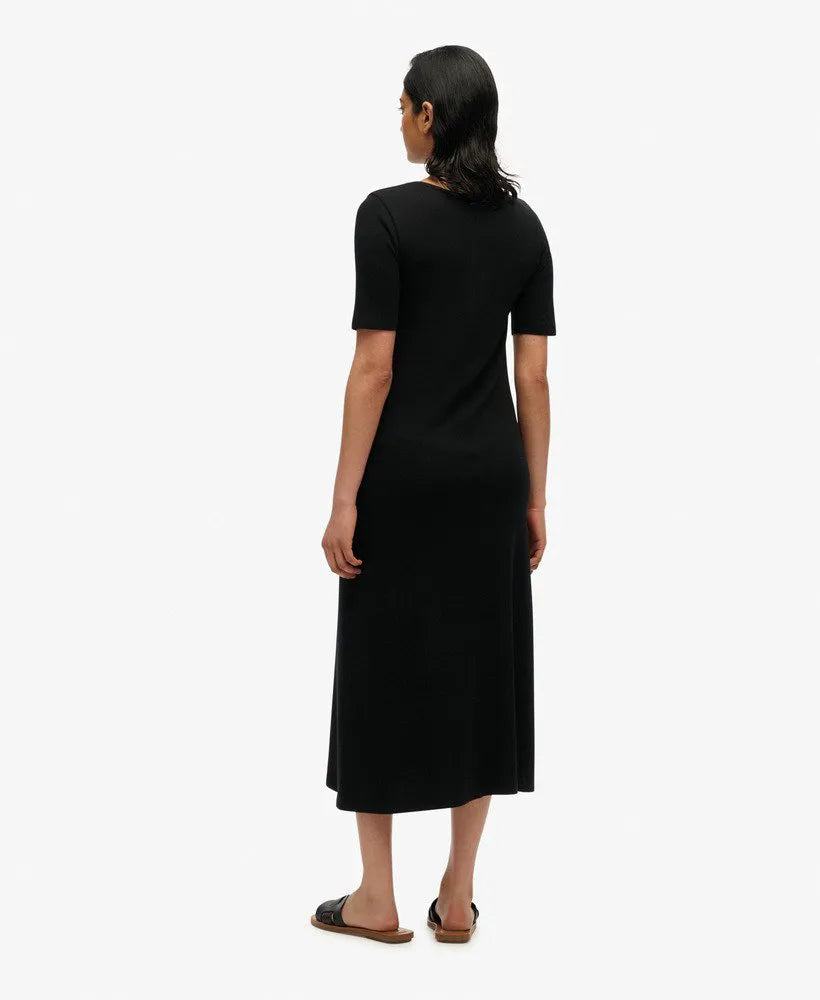 Short Sleeve Square Neck Midi Jersey Dress