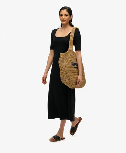 Short Sleeve Square Neck Midi Jersey Dress