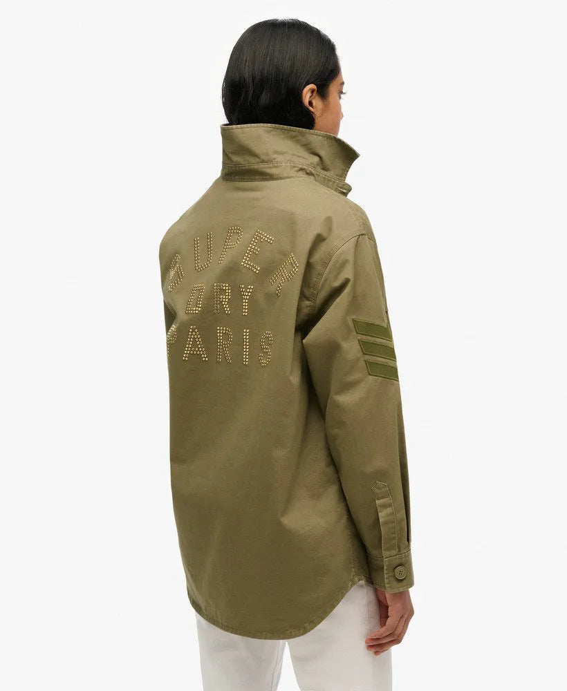Military Embellished Oversized Shirt