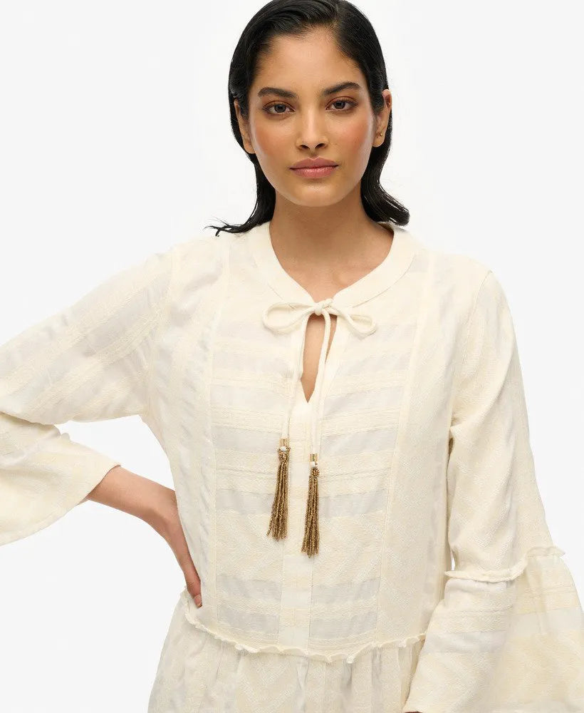 Ibiza Long Sleeve Tiered Mini Dress