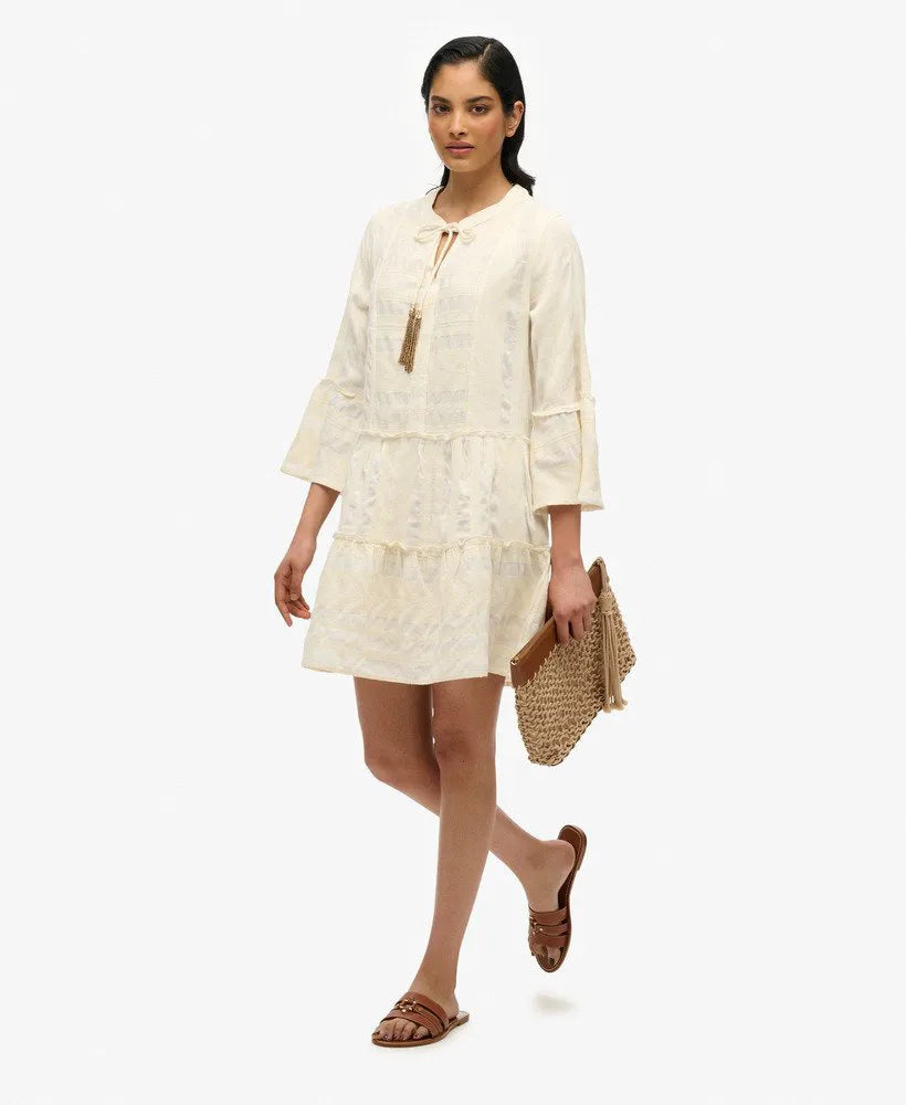 Ibiza Long Sleeve Tiered Mini Dress