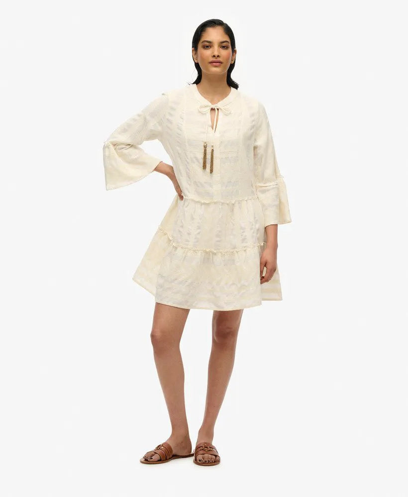 Ibiza Long Sleeve Tiered Mini Dress