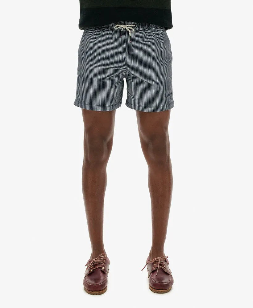 Navy Watercolour Stripe Print