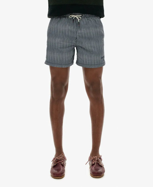 Navy Watercolour Stripe Print