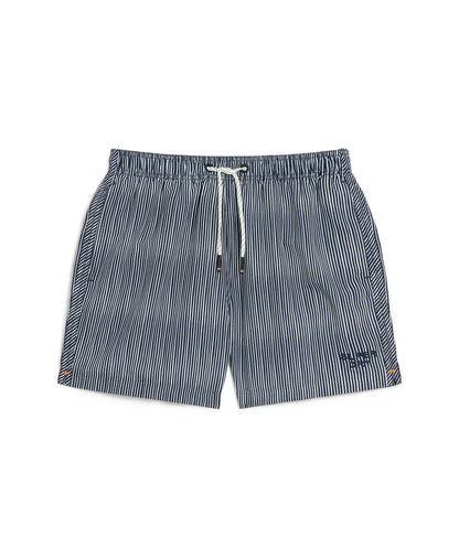 Navy Watercolour Stripe Print