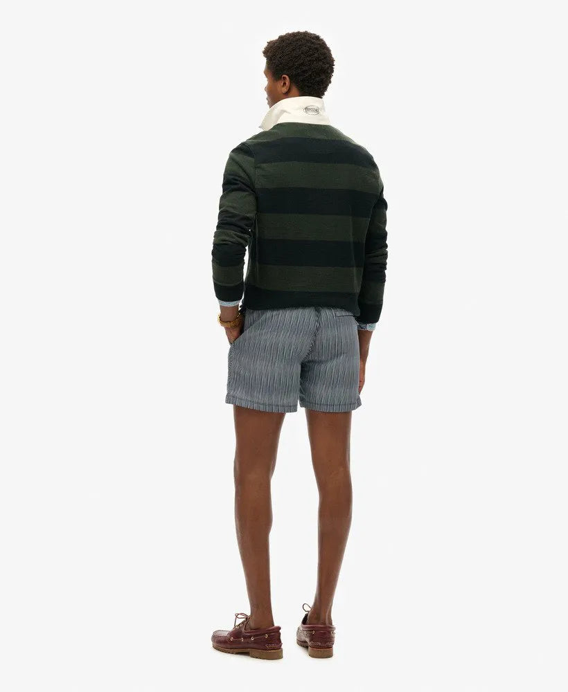 Navy Watercolour Stripe Print