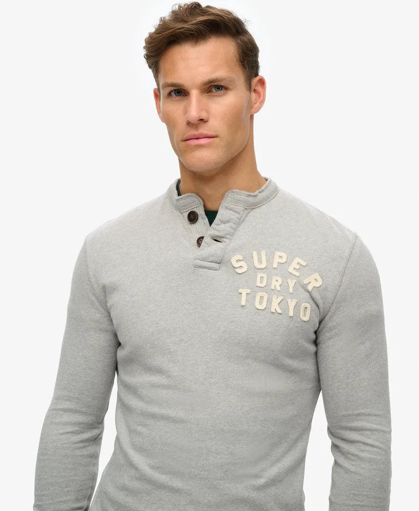 Vintage Athletic Long Sleeve Henley Top