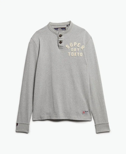 Vintage Athletic Long Sleeve Henley Top