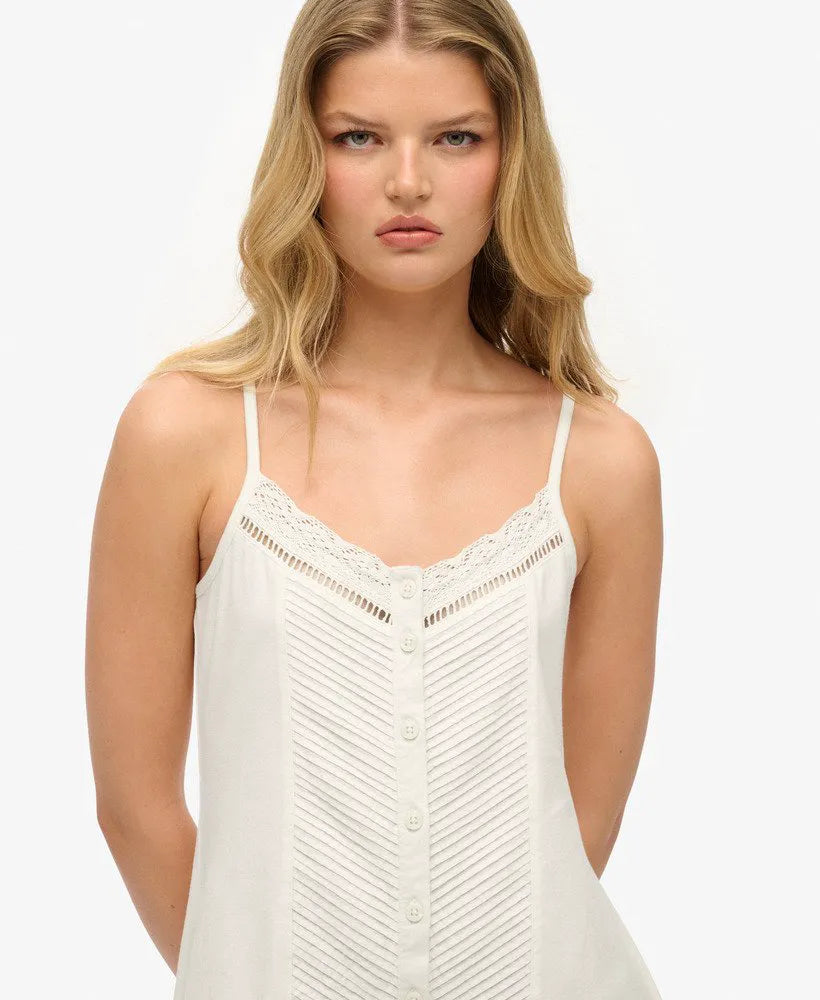 Lace Button Through Cami Dress