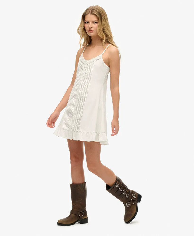 Lace Button Through Cami Dress